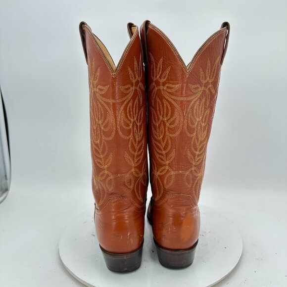 Justin L 4115 Men Size 7.5D Brown Tan Leather Pull On Western Cowboy Boot - Picture 5 of 13